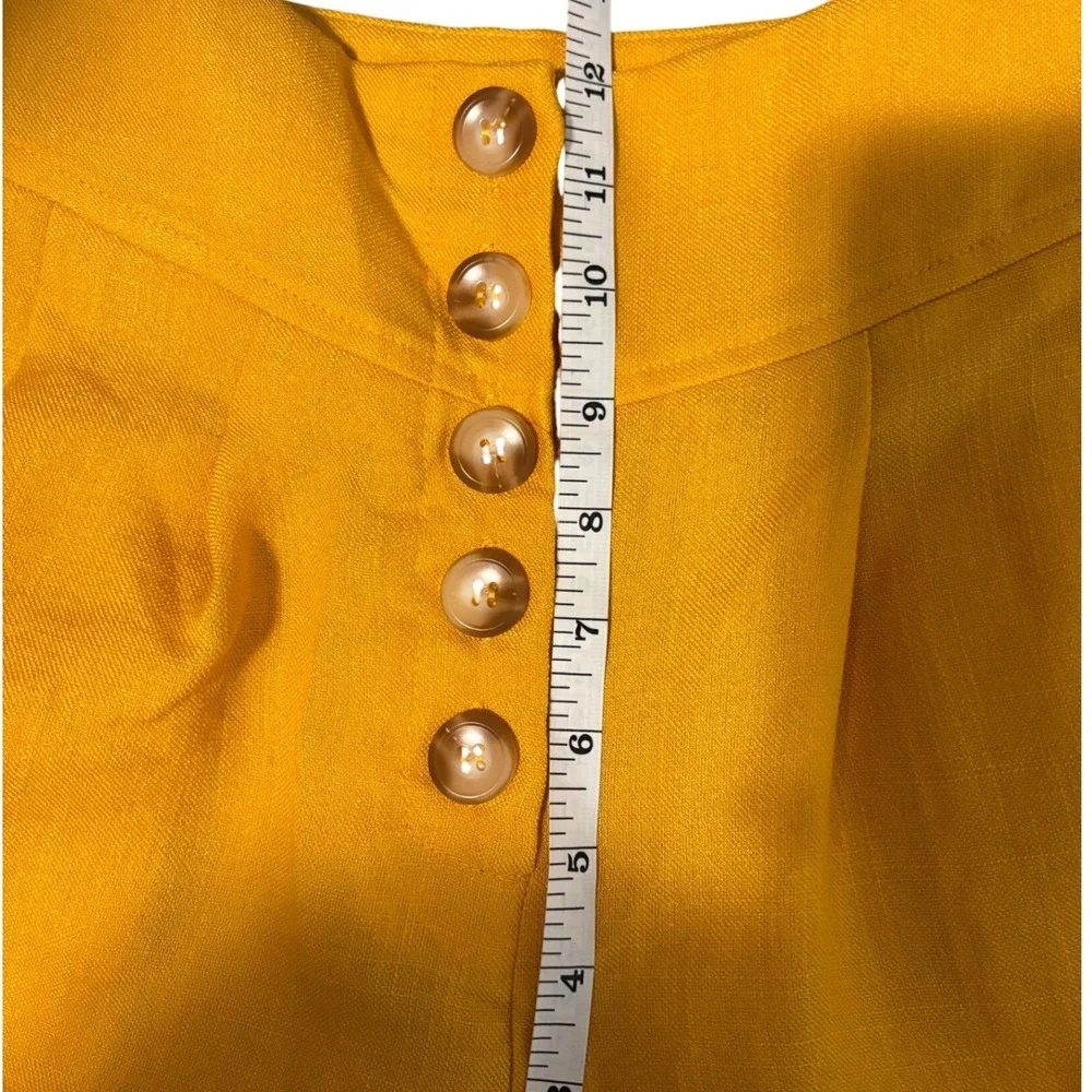 Moon River Wide Leg Pants Women Mustard High Waist Button Front Linen Blend SM - Picture 5 of 8